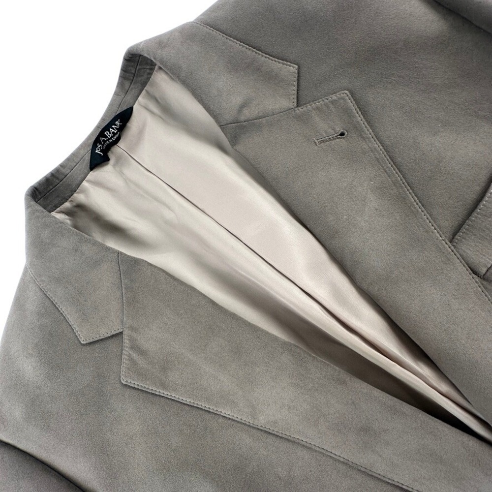 Jos A Bank Mens 43L Sport Coat Brown Micropoly Faux Suede Two Button Blazer